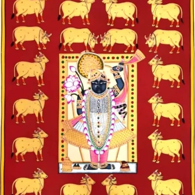 Shrinathji pichwai painting with cow