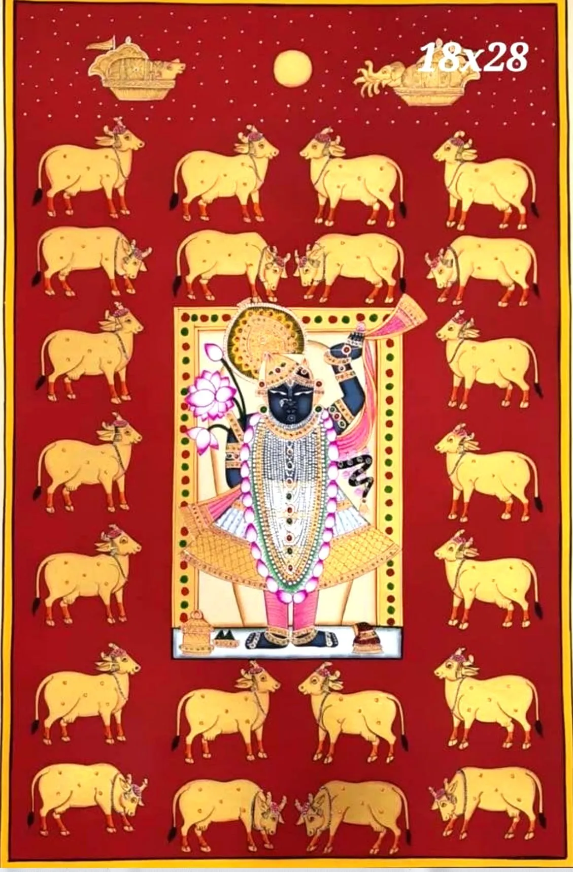 Shrinathji pichwai painting with cow